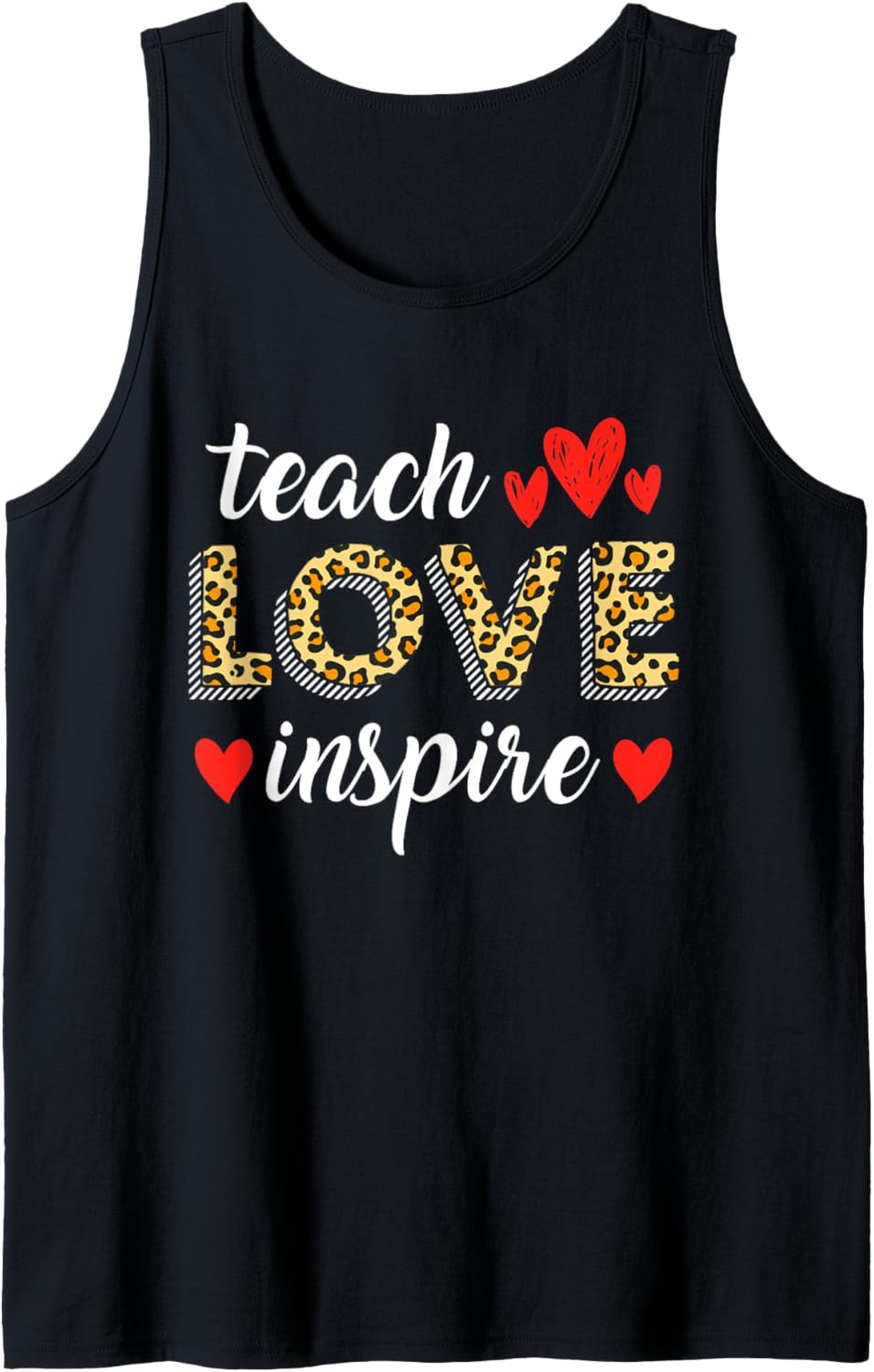 Teach Love Inspire Cute Leopard Cheetah Print Back To School Tank Top Tank Top Streetwear Style Everyday Wear