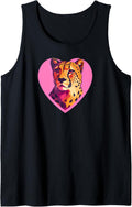 Cheetah Print Cheetah Head With Pink Heart Tank Top Tank Top Viral TikTok Find Fan Favorite