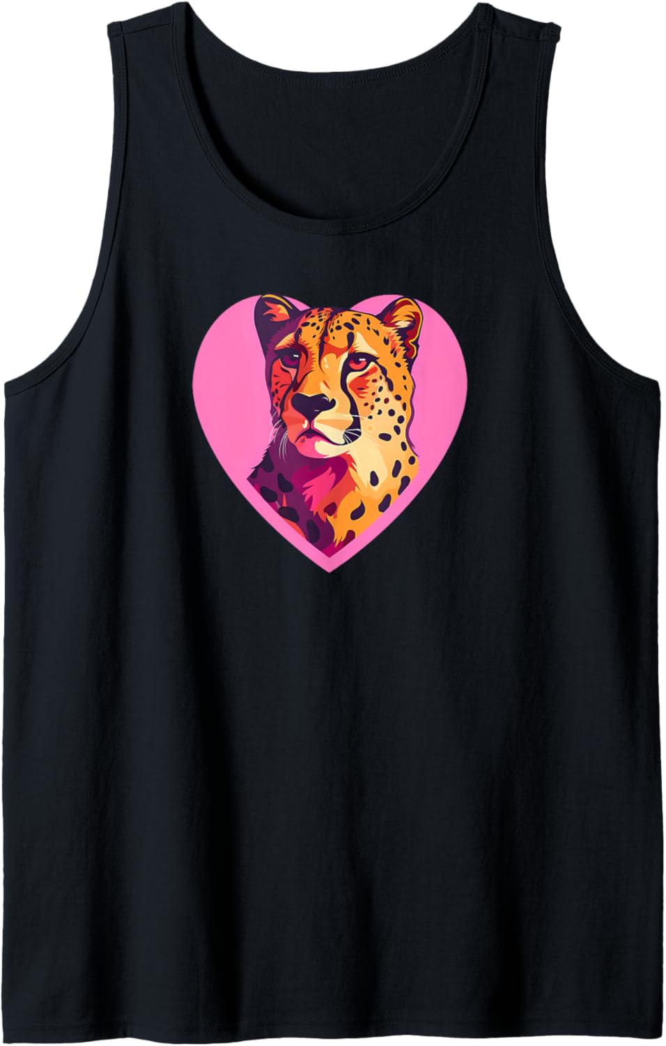 Cheetah Print Cheetah Head With Pink Heart Tank Top Tank Top Viral TikTok Find Fan Favorite