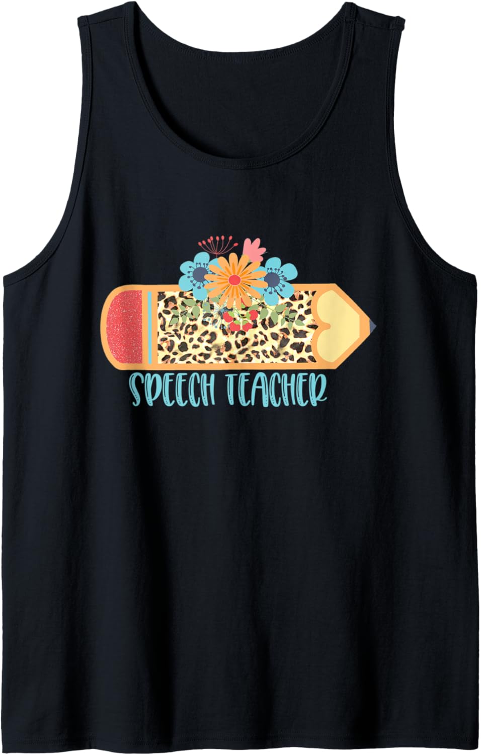 SPEECH TEACHER Cute Trendy Pencil Leopard Cheetah Print Tank Top Tank Top Comfort Fit US Top Pick