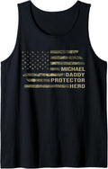 Mens Husband Daddy Protector Hero Camo American Flag Michael Tank Top Tank Top | Everyday Casual Wear