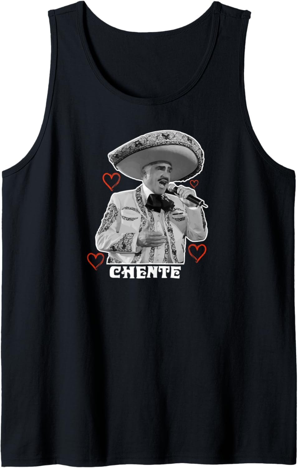 Tribute Chente with red heart white print. Vicente Fernandez Tank Top Tank Top | Perfect Gift Idea