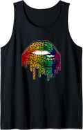 Womens Cool Lips Bite Kiss Me Leopard Print Colorful Cheetah Tank Top Tank Top Comfort Fit Fan Favorite