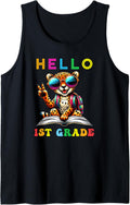 Hello First Grade Cheetah Lover Back to School Kids Teacher Tank Top Tank Top Streetwear Style US Top Pick