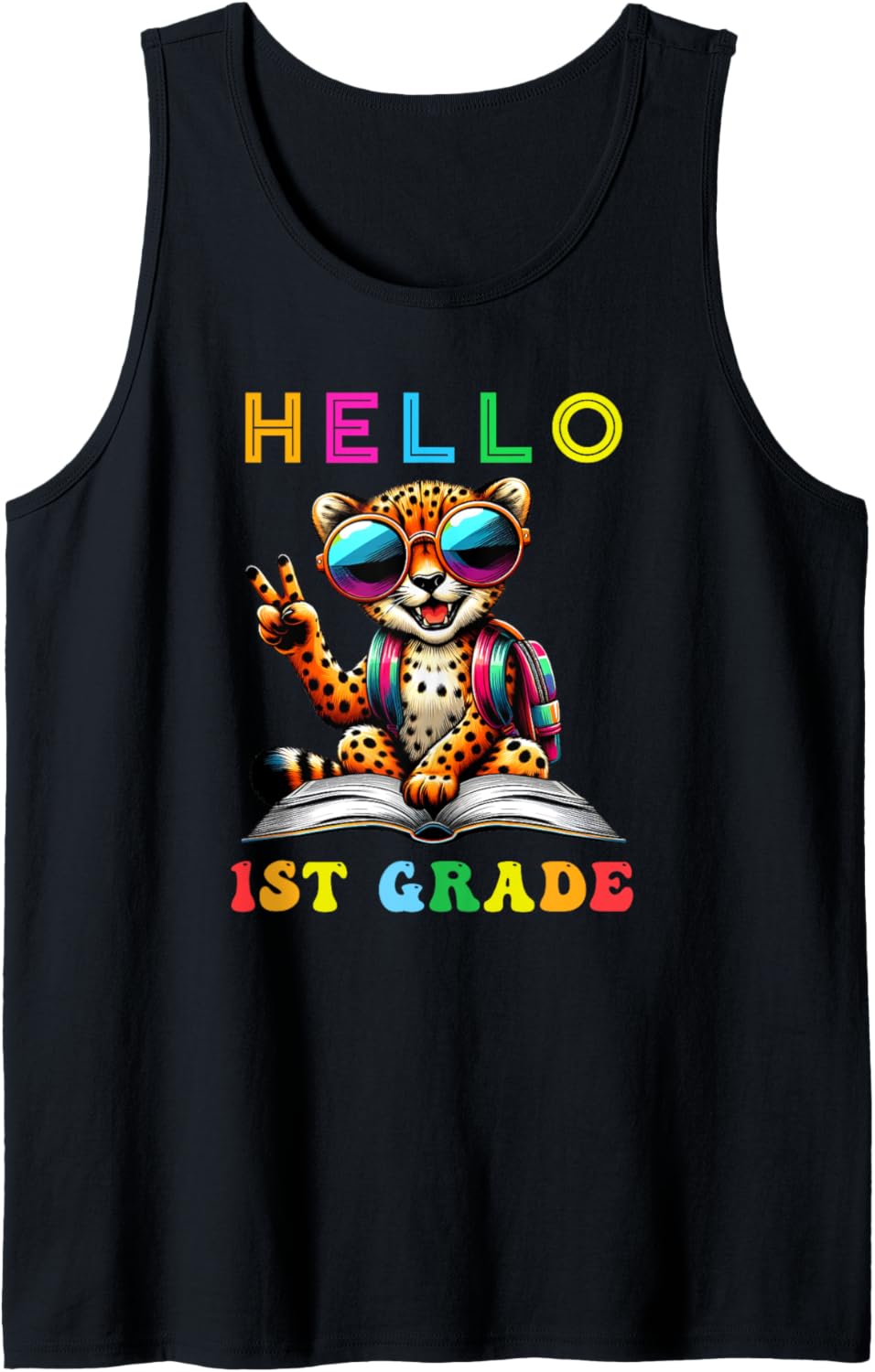 Hello First Grade Cheetah Lover Back to School Kids Teacher Tank Top Tank Top Streetwear Style US Top Pick