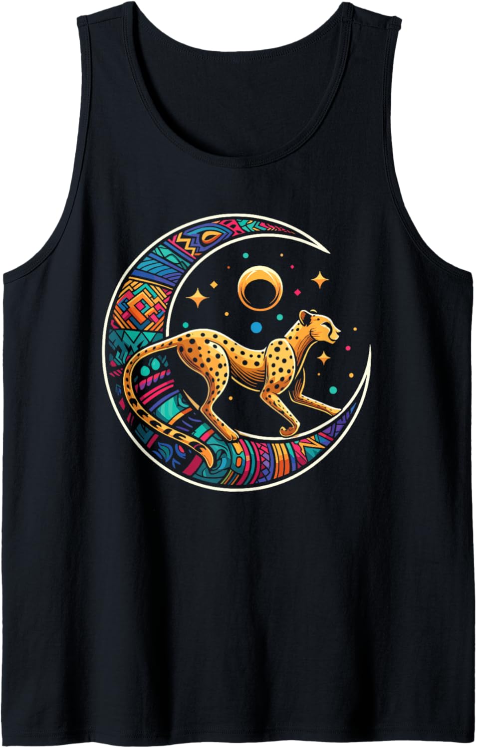Cheetah Tribal Big African Cat Moon Tank Top Tank Top Comfort Fit Best Seller Look