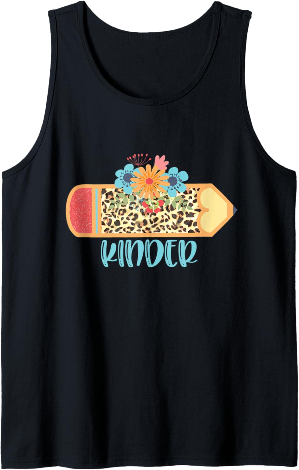 KINDER Cute Pencil Leopard Cheetah Print Teach Love Inspire Tank Top Tank Top High Search Demand Everyday Wear