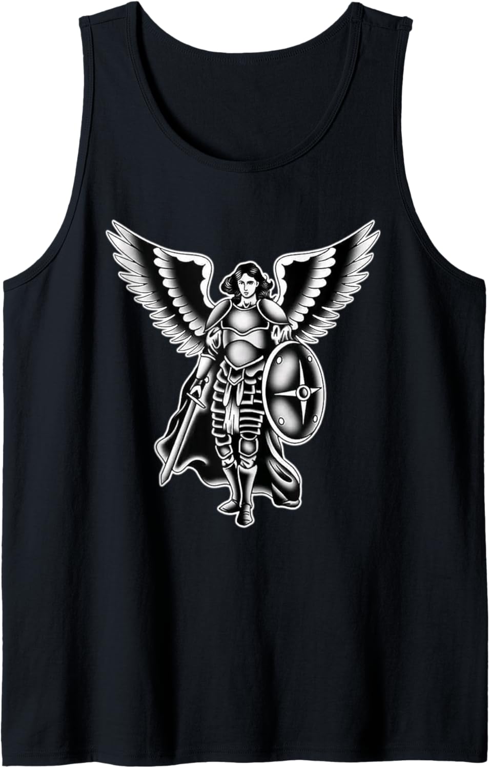 Archangel Michael Saint Angel Blackwork Minimal Tank Top Tank Top | Viral Streetwear Style