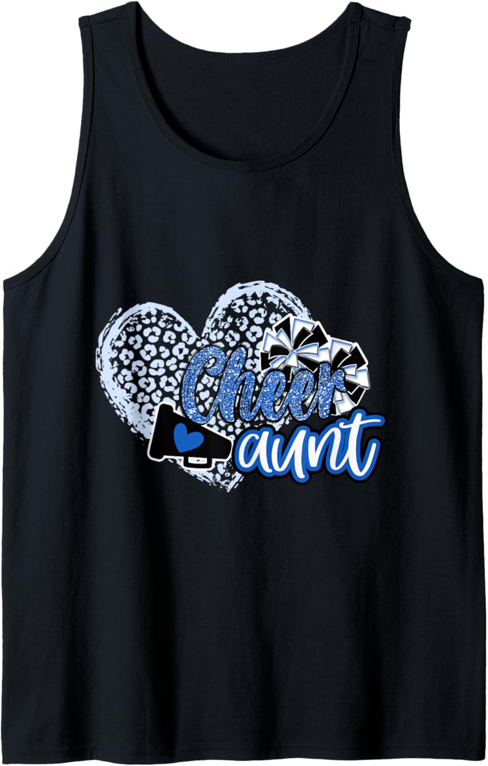 Cheer Aunt Shirt Megaphone Blue Leopard Cheetah Print Tank Top Tank Top High Search Demand Fan Favorite