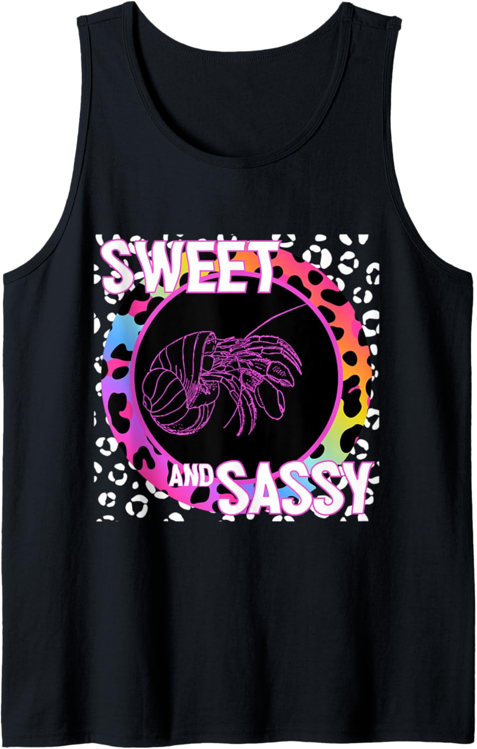 Hermit Crab 90s Nostalgia Rainbow Leopard Print Tropical Sea Tank Top Tank Top Viral TikTok Find Fan Favorite