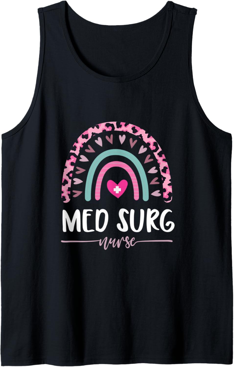 Med Surg Nurse Leopard Rainbow Heart Cheetah Print Tank Top Tank Top Premium Print Best Seller Look