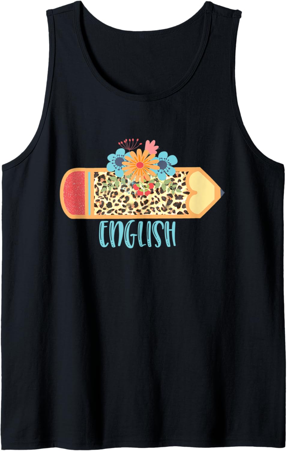 ENGLISH TEACHER Cute Trendy Pencil Leopard Cheetah Print Tank Top Tank Top Viral TikTok Find Everyday Wear