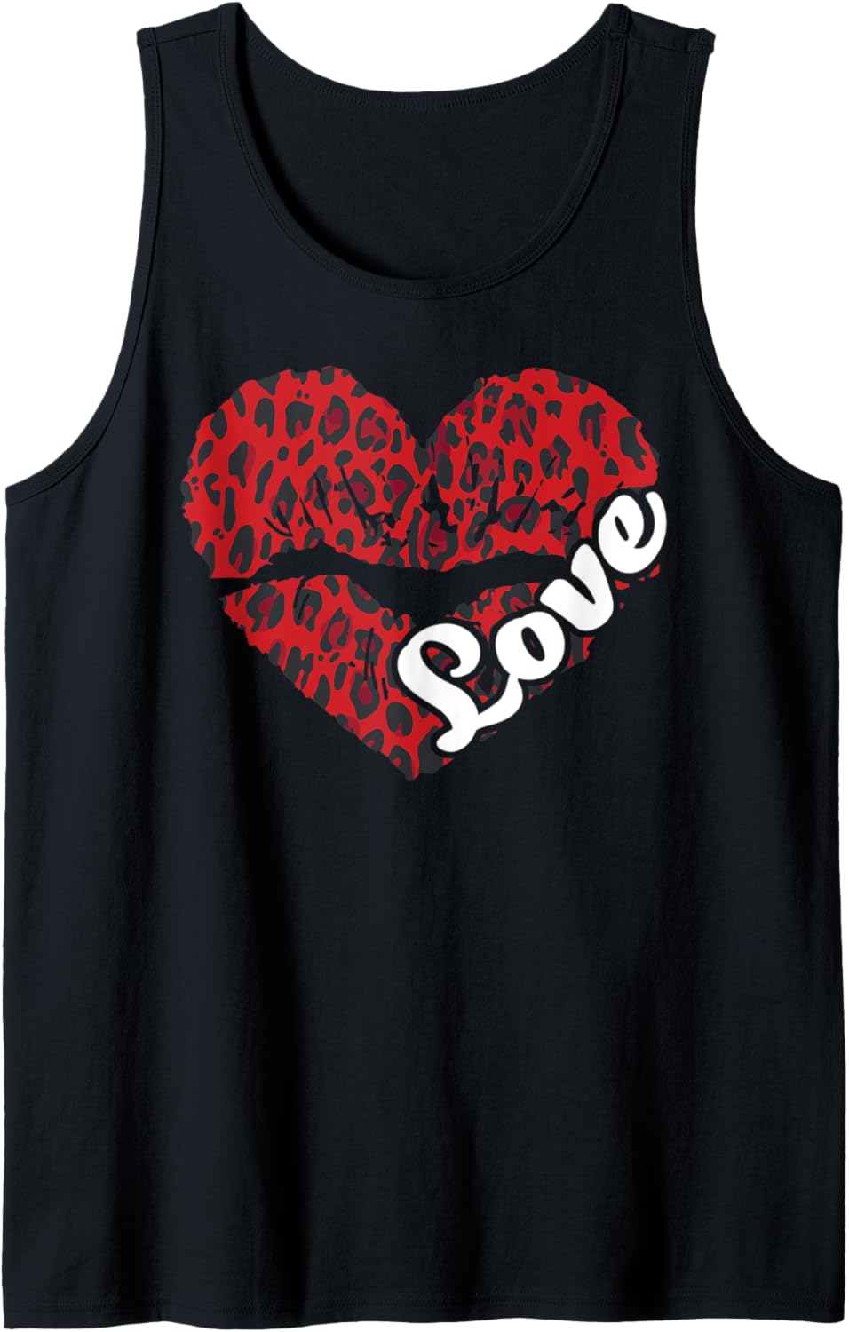 Animal Print Lips Kiss Cheetah Cat Love Valentin Red Heart Tank Top Tank Top Streetwear Style Gift Ready