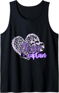 Cheer Captain Shirt Megaphone Purple Leopard Cheetah Print Tank Top Tank Top Streetwear Style Everyday Wear