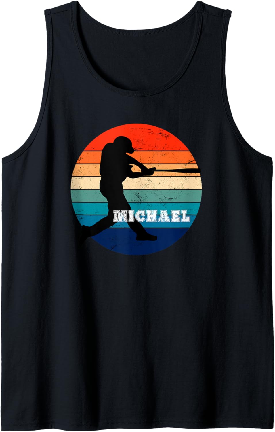 Retro Sunset Baseball Batter Michael Fun Sports Tank Top Tank Top | Trending 2025