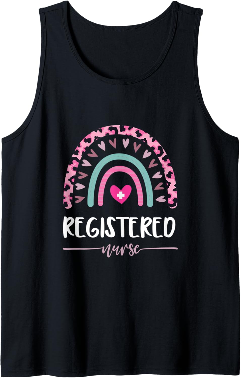 Registered Nurse Leopard Rainbow Heart Cheetah Print Tank Top Tank Top Comfort Fit Gift Ready