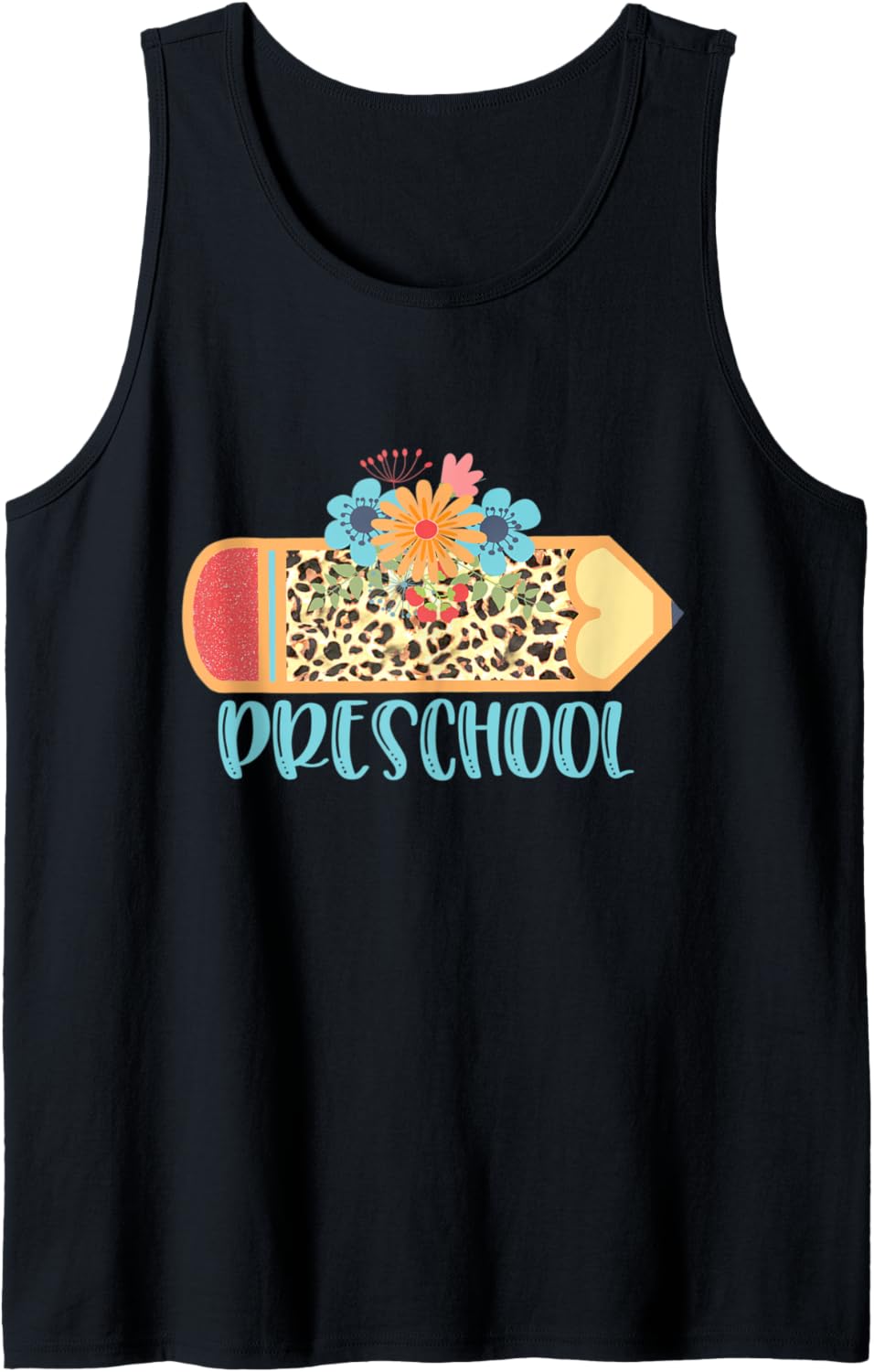 PRESCHOOL Pencil Leopard Cheetah Print Teach Love Inspire Tank Top Tank Top Trending US Fan Favorite