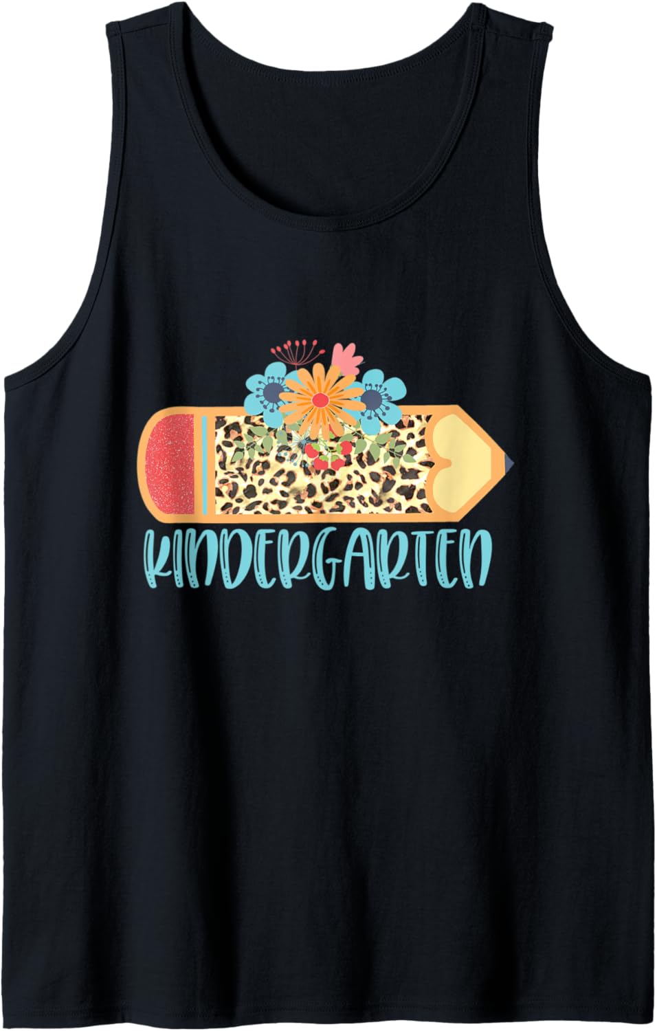 KINDERGARTEN Pencil Leopard Cheetah Print Teach Love Inspire Tank Top Tank Top High Search Demand Gift Ready