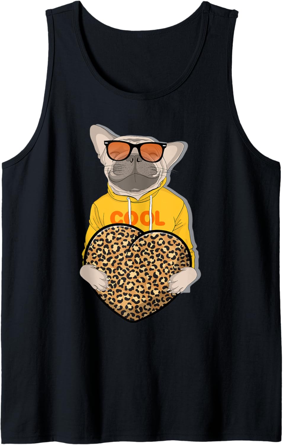 Cool dog holding Cheetah Leopard Print Heart Valentines Day Tank Top Tank Top Streetwear Style Best Seller Look