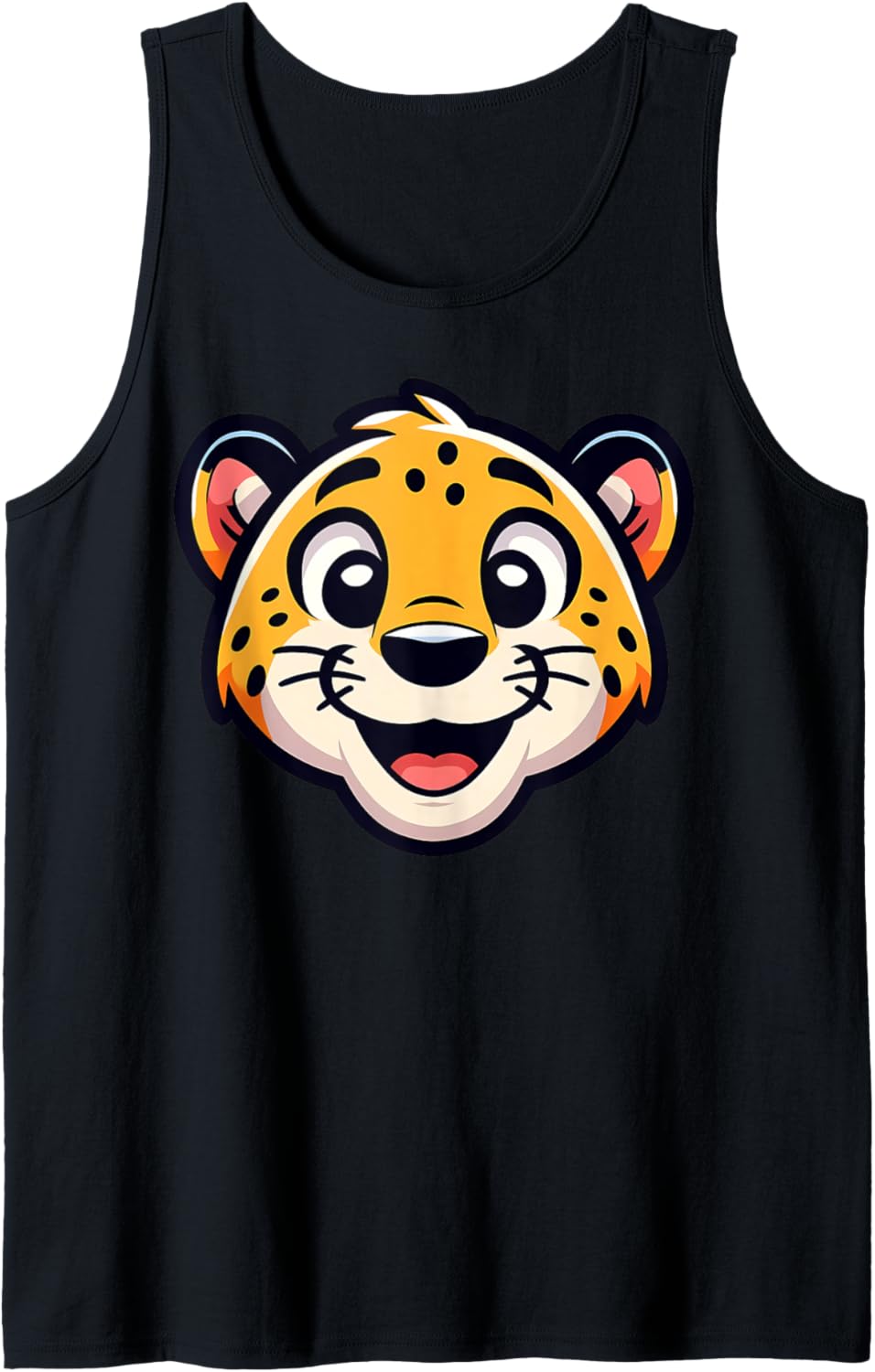 Cheerful Cheetah Cub Face Graphic for Animal Lovers Tank Top Tank Top Premium Print Everyday Wear