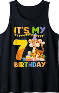 It s My 7th Birthday Leopard Cheetah 7 Year Old Birthday Par Tank Top Tank Top High Search Demand Fan Favorite