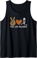 Peace Love Halloween Tshirt Skeleton Cheetah Print PJ Tops Tank Top Tank Top Trending US Best Seller Look