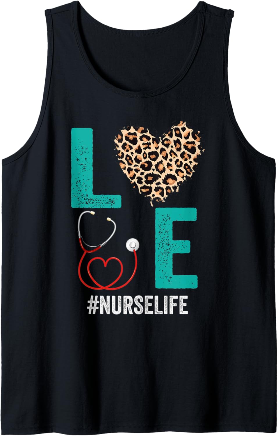 RN LPN CNA Healthcare Cheetah Heart Leopard Nurse Life Tank Top Tank Top High Search Demand Gift Ready