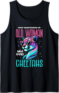 Never Underestimate An Old Woman Cheetah Sunglasses Cheetahs Tank Top Tank Top Premium Print Everyday Wear