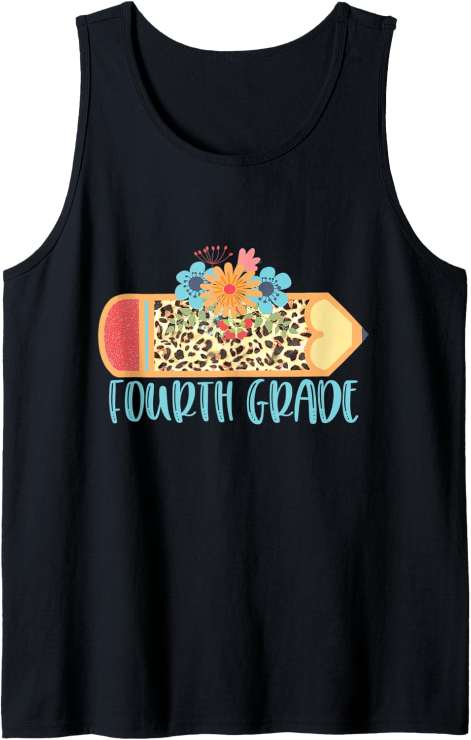 FOURTH 4TH GRADE Pencil Leopard Cheetah Print Teacher Tank Top Tank Top Streetwear Style Hot Right Now