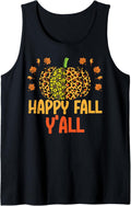 Happy Fall Y All Leopard Print Pumpkin Cheetah Autumn Women Tank Top Tank Top Premium Print Best Seller Look