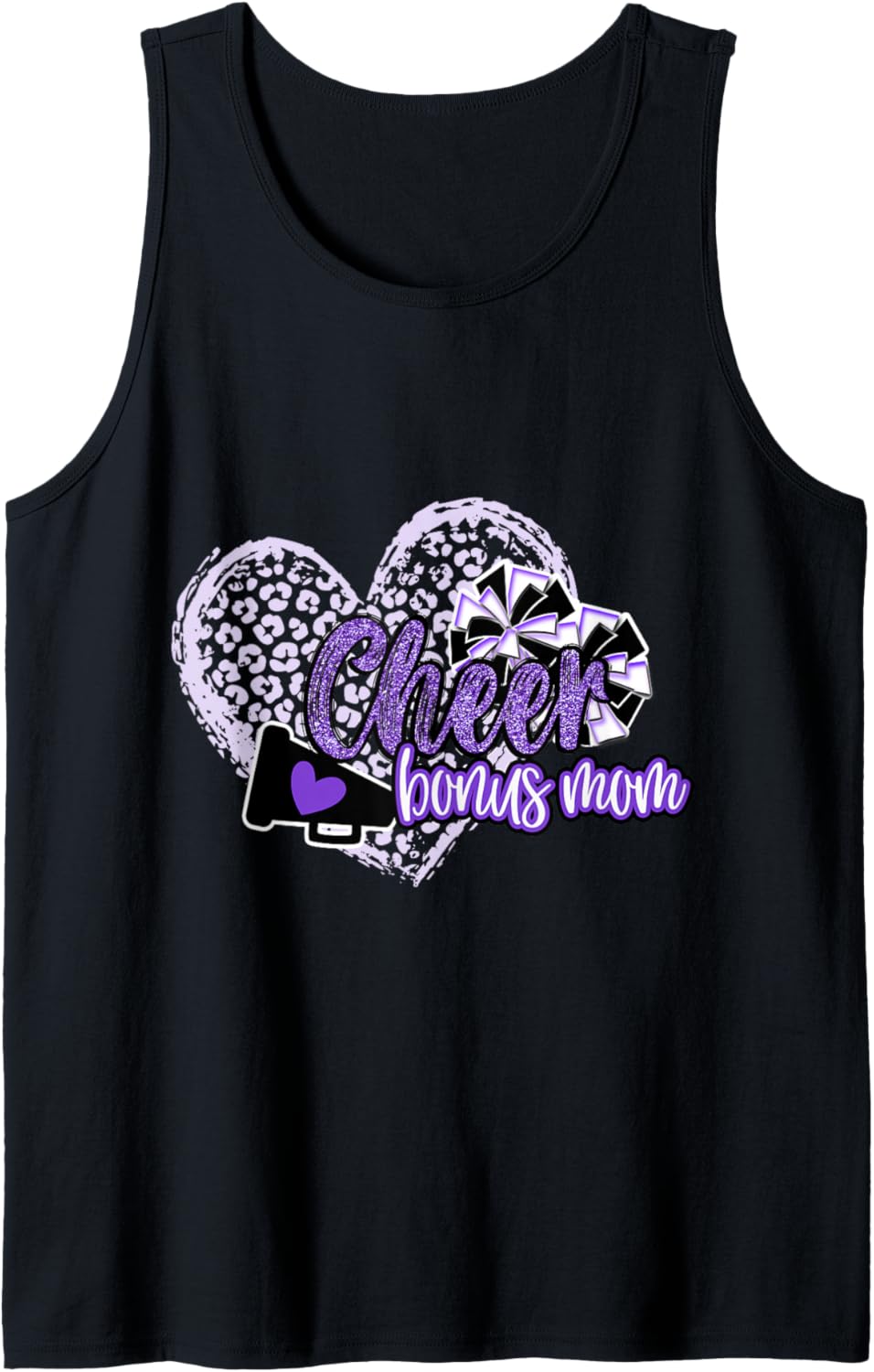 Cheer Bonus Mom Shirt Megaphone Purple Leopard Cheetah Print Tank Top Tank Top High Search Demand Best Seller Look