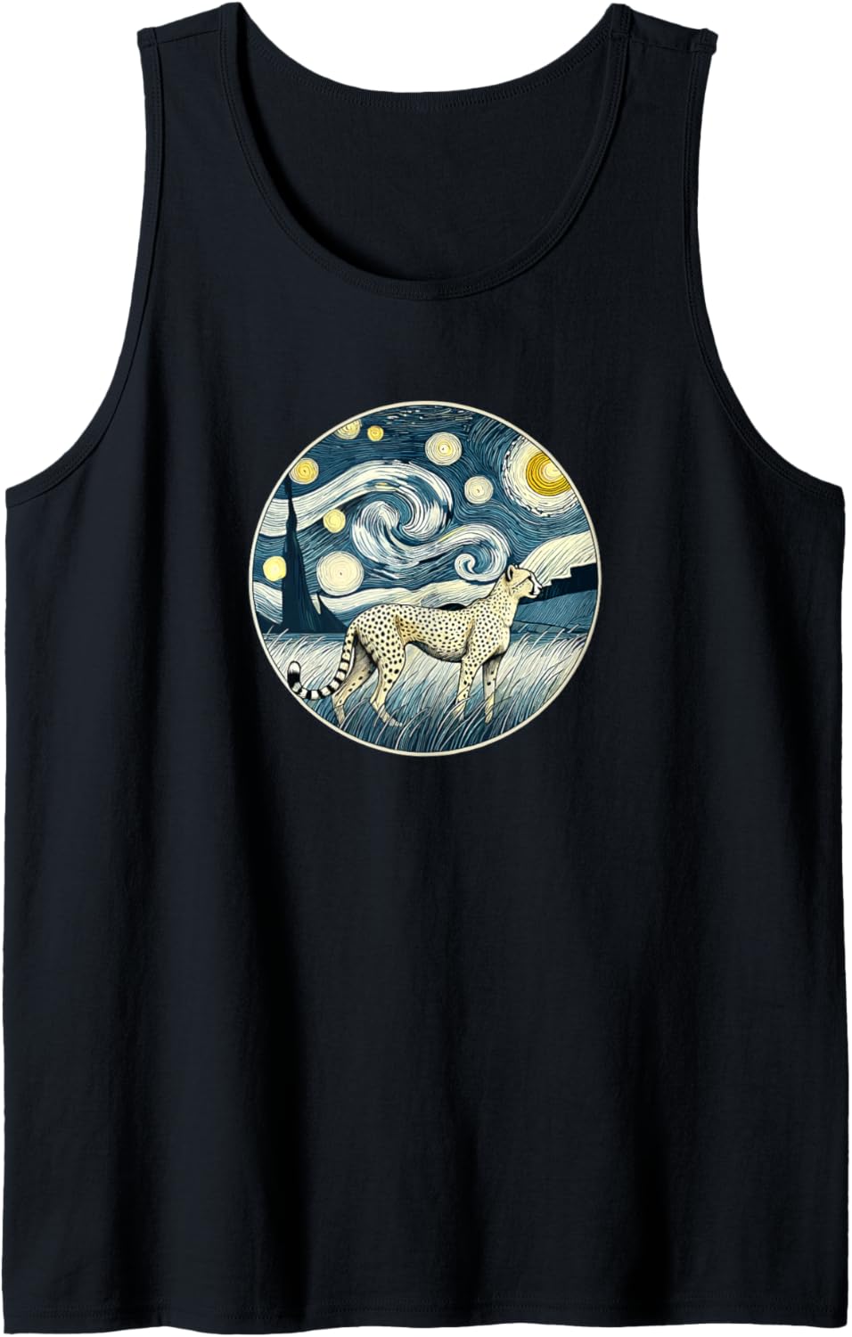 Cheetah Zoo Animal Van Gogh Starry Night Style Tank Top Tank Top Viral TikTok Find Hot Right Now