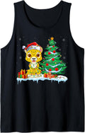 Cheetah Lover Christmas Cheetah Wearing Santa Hat Xmas Light Tank Top Tank Top Premium Print US Top Pick