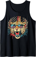 Vintage Cheetah Costume Leopard with Sunglasses USA Flag Tank Top Tank Top High Search Demand Gift Ready