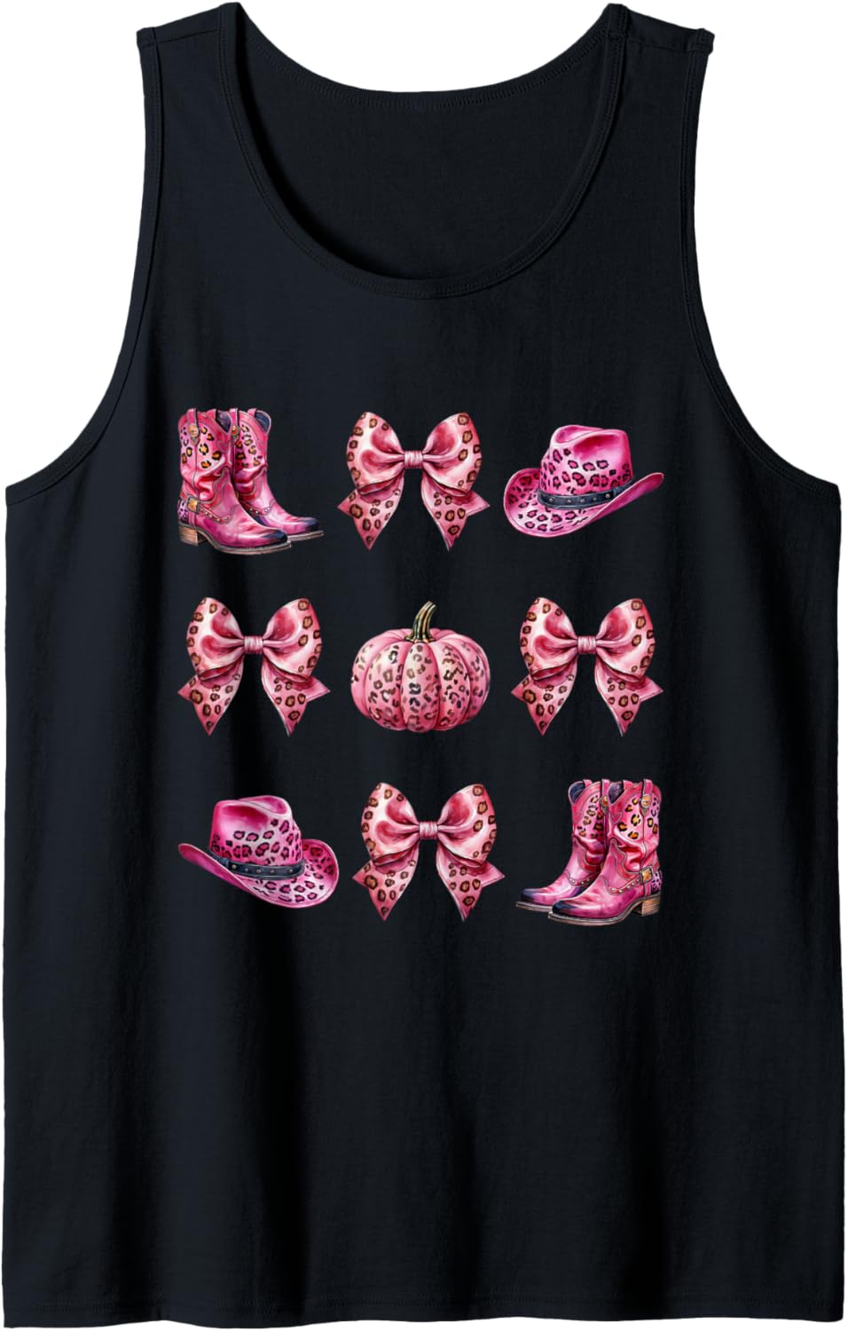 Bow Western Boots Pumpkin Cheetah Pink Print Cowgirl Costume Tank Top Tank Top Premium Print Gift Ready