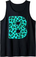Letter B Cheetah Leopard Print Blue Initial Zebra Matching Tank Top Tank Top Viral TikTok Find Hot Right Now
