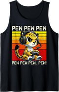 Cheetah Gamer Pew Funny Video Games Vintage Boys Men Girls Tank Top Tank Top Comfort Fit Everyday Wear