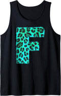 Letter F Cheetah Leopard Print Blue Initial Zebra Matching Tank Top Tank Top Comfort Fit Best Seller Look