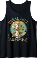 Retro Vintage Feral girl summer Funny Cheetah Lover Girls Tank Top Tank Top Viral TikTok Find Everyday Wear