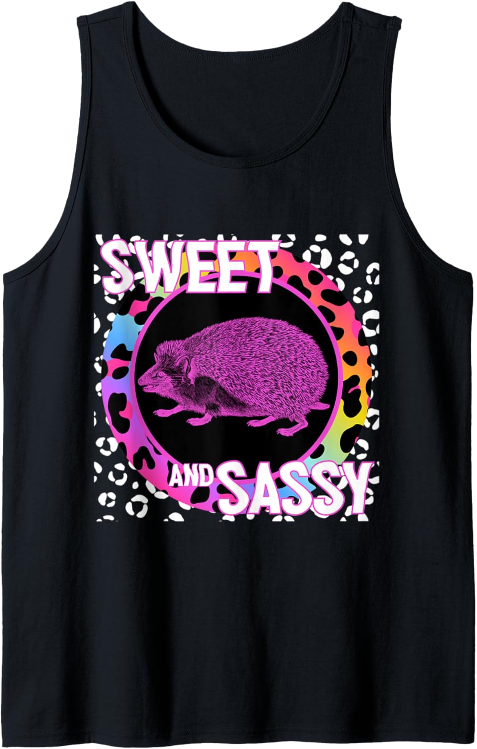 Hedgehog Hedgie 90s Nostalgia Rainbow Leopard Print Tropical Tank Top Tank Top Comfort Fit Fan Favorite