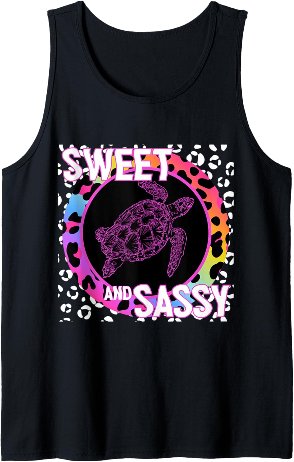 Cute Sea Turtle 90s Nostalgia Rainbow Leopard Print Tropical Tank Top Tank Top Trending US Hot Right Now