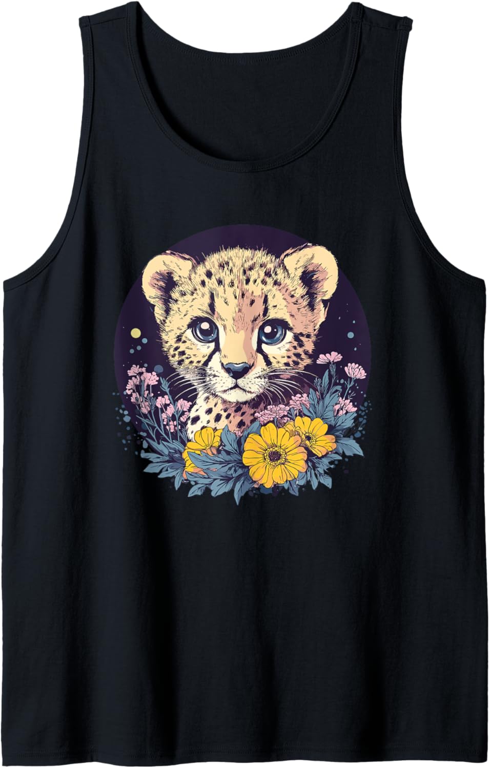 Cheetah Cub Surrounded By Wildflowers Tank Top Tank Top Trending US Best Seller Look