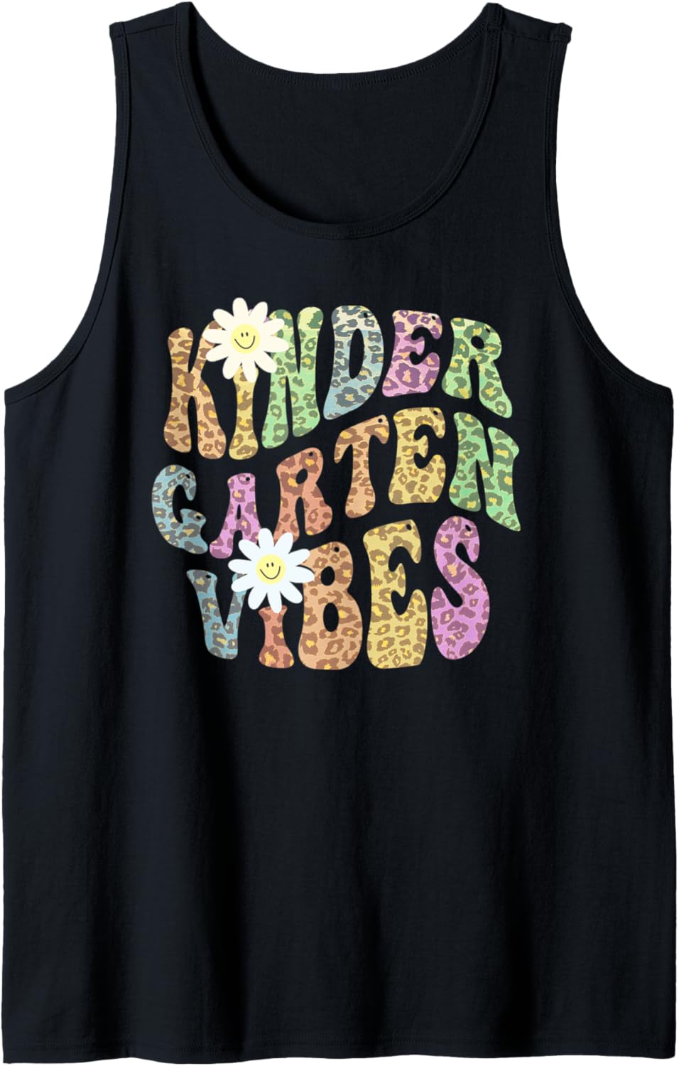 Groovy KINDERGARTEN VIBES Teacher Leopard Print Kinder Retro Tank Top Tank Top Premium Print Hot Right Now