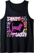 Bassett Hound 90s Nostalgia Rainbow Leopard Print Tropical Tank Top Tank Top Comfort Fit US Top Pick