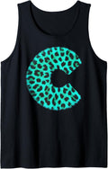 Letter C Cheetah Leopard Print Blue Initial Zebra Matching Tank Top Tank Top Viral TikTok Find Everyday Wear