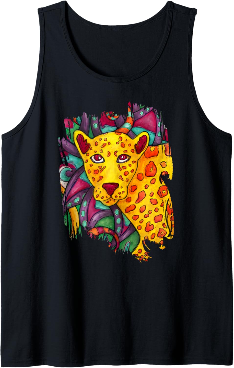 Funny cheetah face colorful jungle animal Tank Top Tank Top Premium Print Gift Ready