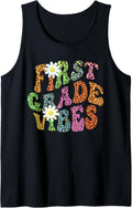 Groovy FIRST GRADE VIBES Teacher Leopard Print 1st Gr Retro Tank Top Tank Top Comfort Fit Fan Favorite