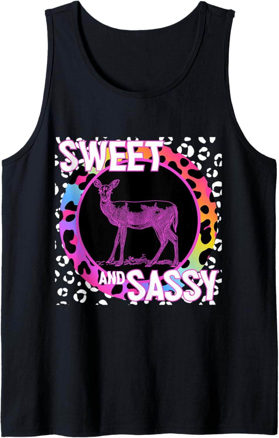 Cute Deer 90s Nostalgia Rainbow Leopard Print Tropical Tank Top Tank Top High Search Demand Gift Ready