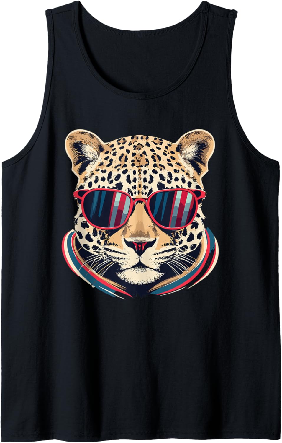 Cheetah Costume Leopard with Sunglasses USA Flag Tank Top Tank Top Trending US Everyday Wear