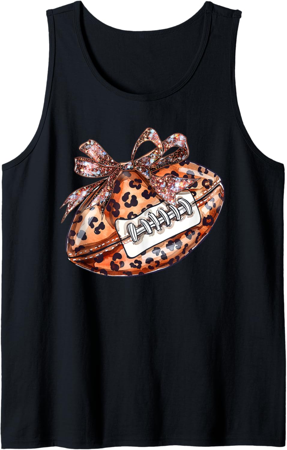 Leopard Cheetah Pattern Print Football With Ribbon Bow Tie Tank Top Tank Top Premium Print Hot Right Now